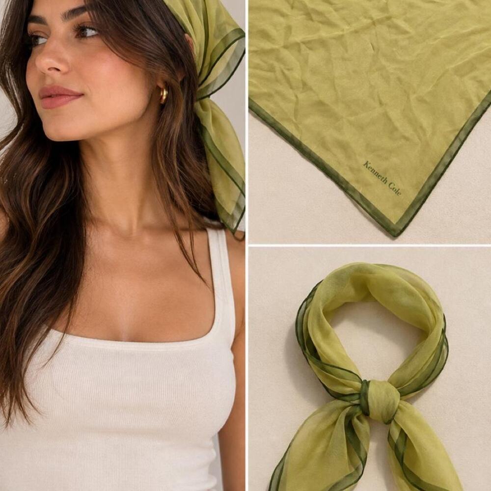 Kenneth cole green silk scarf